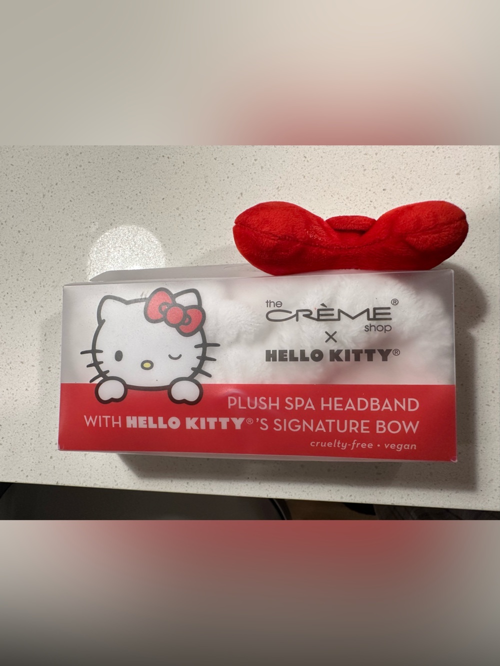 Hello Kitty Plush Spa Headband with Signature Red Bow